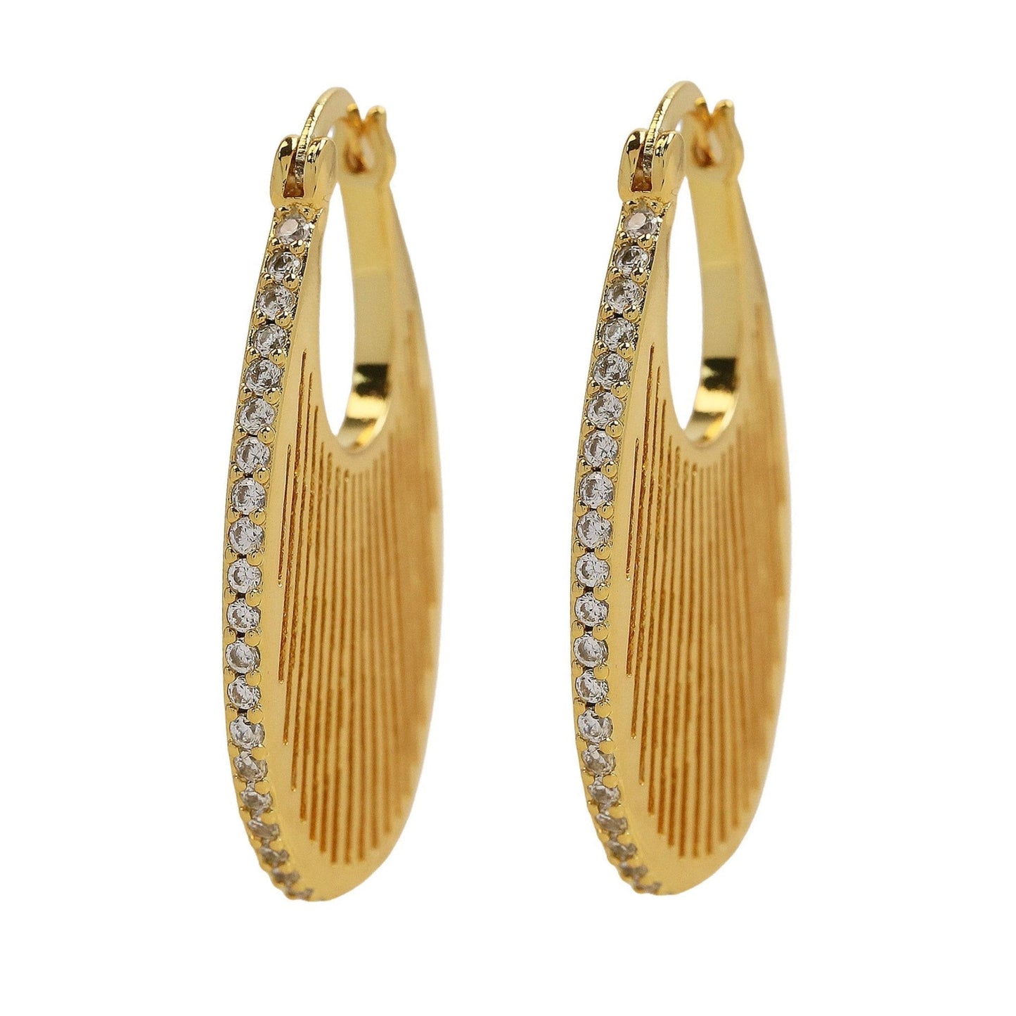 18K Gold Zircon Hoop Earrings