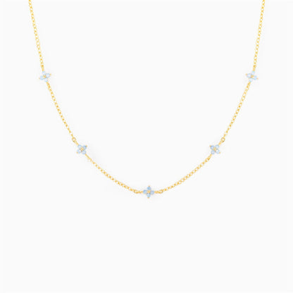 Blue Flower Vacation Necklace | Adjustable Gold & Silver O - Chain