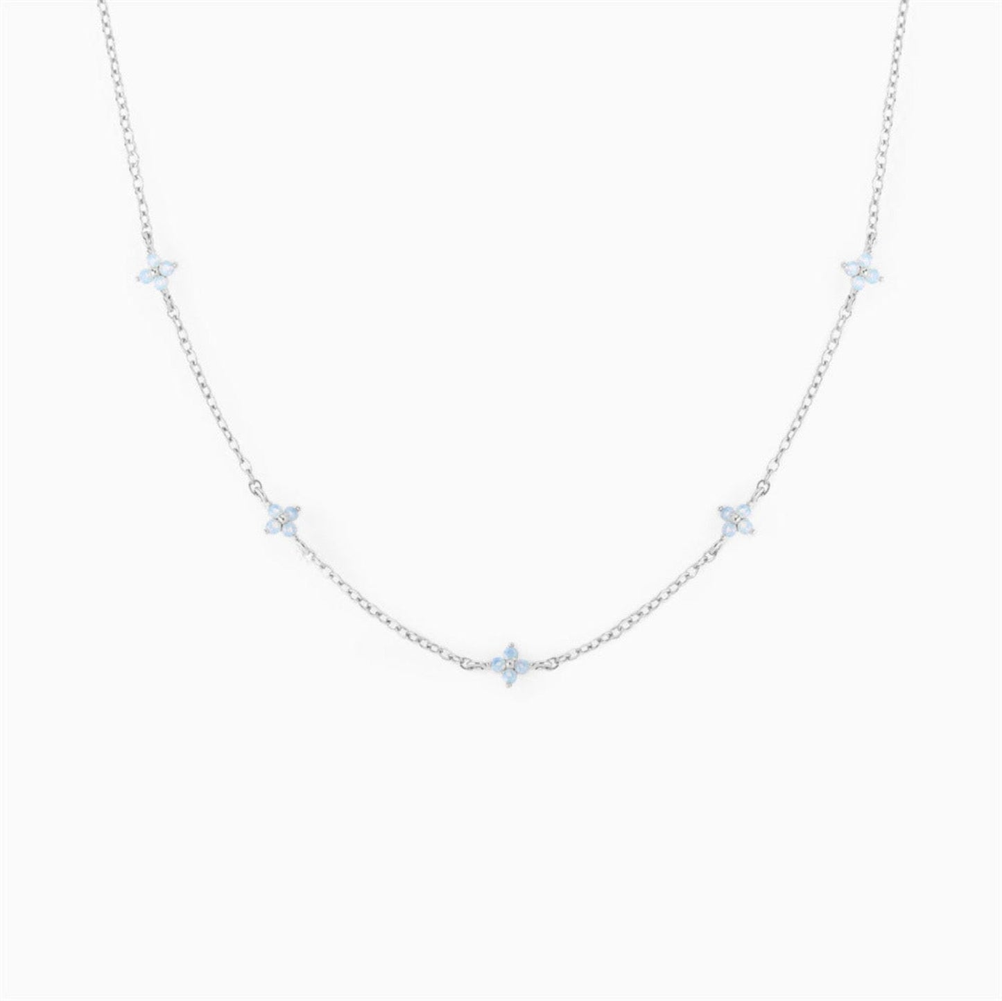 Blue Flower Vacation Necklace | Adjustable Gold & Silver O - Chain