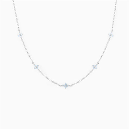 Blue Flower Vacation Necklace | Adjustable Gold & Silver O - Chain