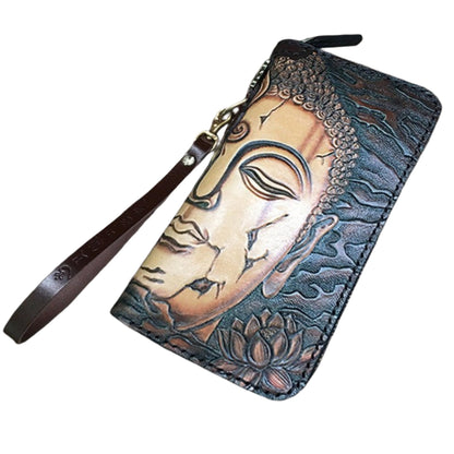 Adjustable leather carving wallet, handcrafted design with intricate carvings and adjustable closure for a unique and stylish accessory