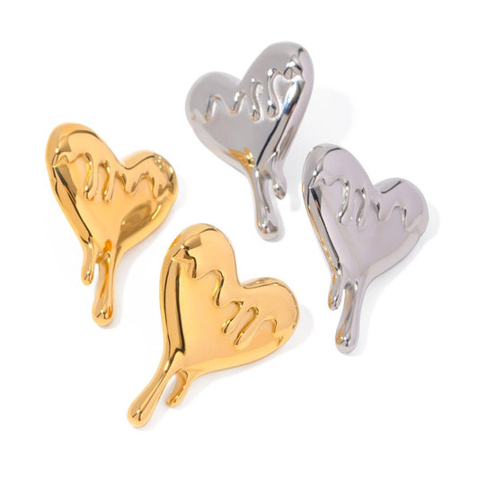 18K Gold Heart Drop Earrings