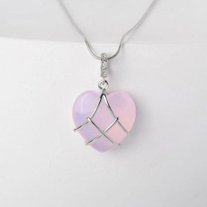 Cartoon Princess Moonstone Necklace | Heart Shaped Opal Pendant