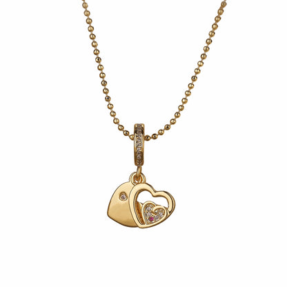 Copper airplane love pendant necklace with heart shape, simple style, available in color options 23883 and 23884