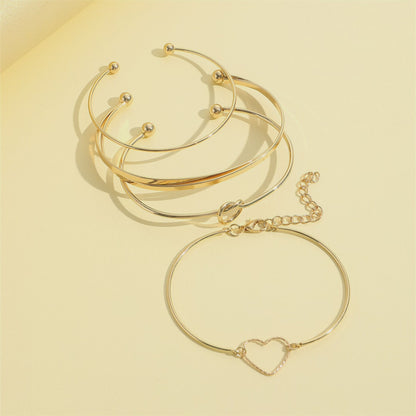 Vintage Gold Crystal Heart Love Bangle Bracelet