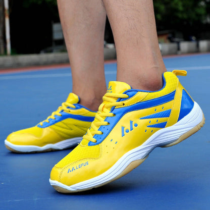 Graffiti Badminton Training Shoes for Men & Women - Crystal Upper, MD Sole, Casual Style, Available in Blue, Sky Blue, Yellow. Sizes 36-45