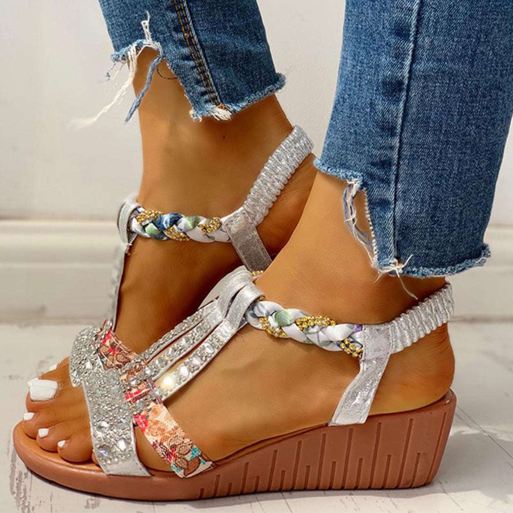 Bohemian Fish Mouth Sandals for Women | Wedge Heel & Breathable