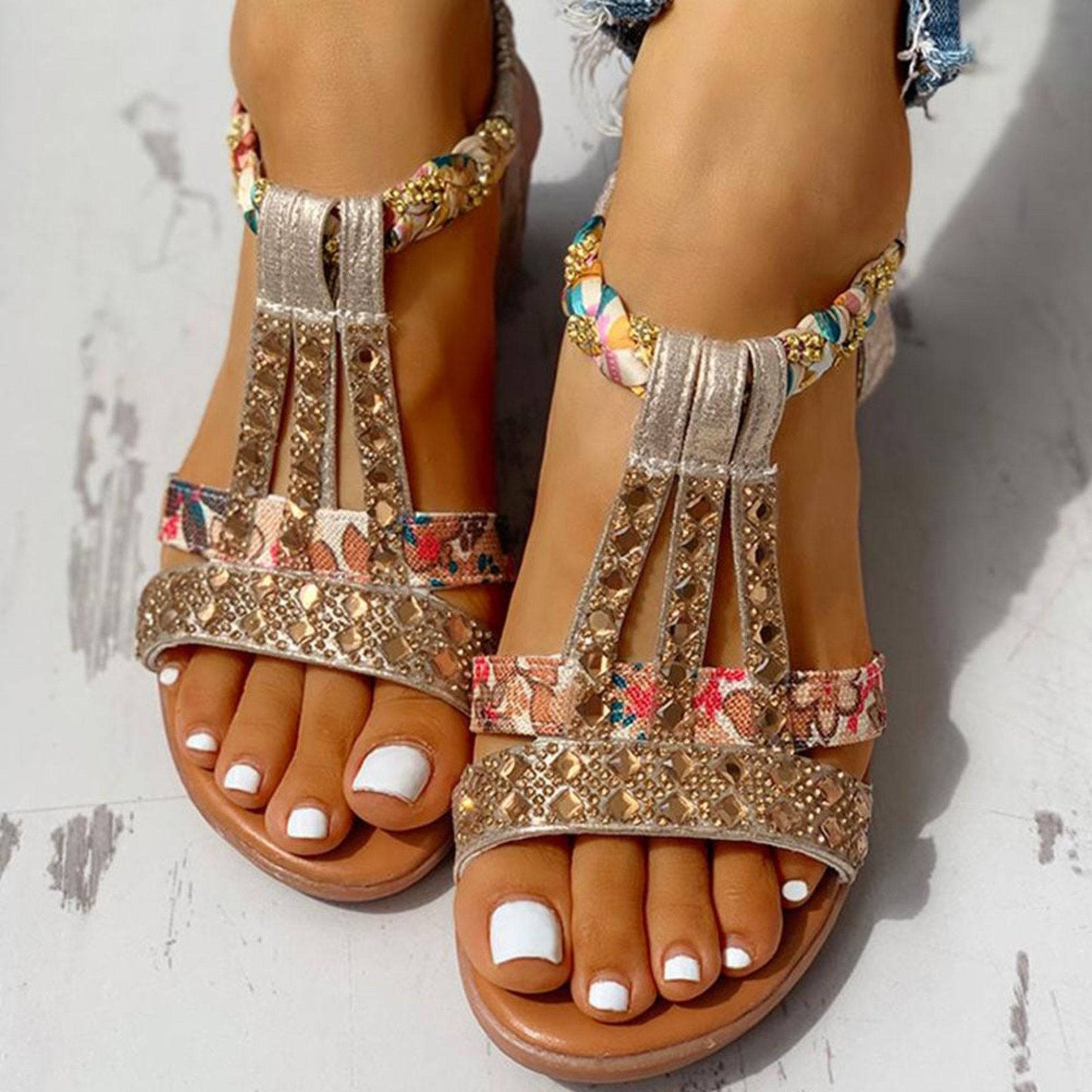 Bohemian Fish Mouth Sandals for Women | Wedge Heel & Breathable