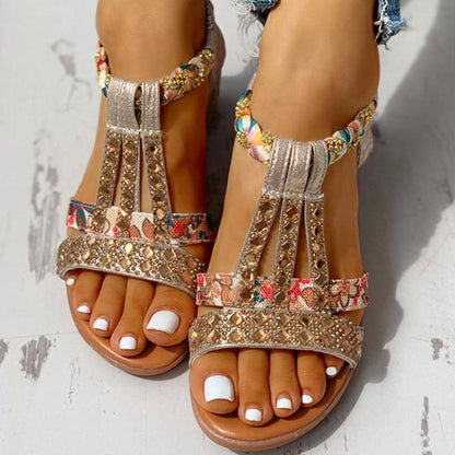 Bohemian Fish Mouth Sandals for Women | Wedge Heel & Breathable