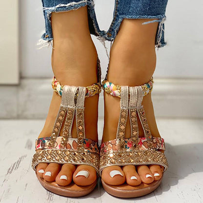 Bohemian Fish Mouth Sandals for Women | Wedge Heel & Breathable