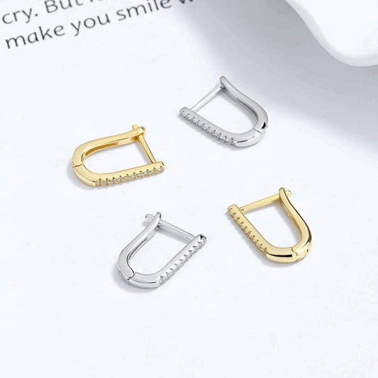 925 Silver Geometric U - Shaped Earrings