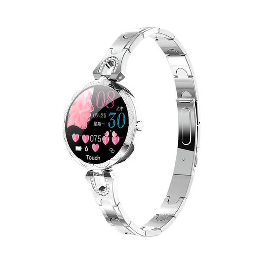 AK15 Female Smart Bracelet with health tracking, IP68 waterproof, iOS & Android compatible, step counter, heart rate & sleep monitor